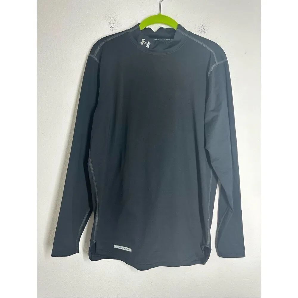 UNDER ARMOUR Men's Cold Gear Compression Black Long Sleeve Shirt Mock Neck Sz M